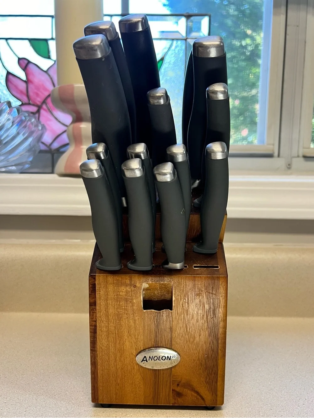 Anolon Advanced SureGrip Forged High Carbon Steel 15 Pc Knife Block Set